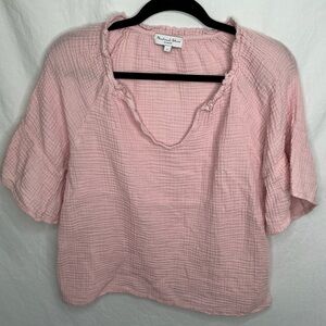 Michael Stars Pink Gauze Top Women’s Large Summer Coastal Beach Cotton Peasant